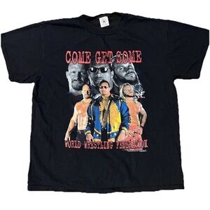 Vintage Y2K WWE WWF Short Sleeve Black Graphic Tee Size L